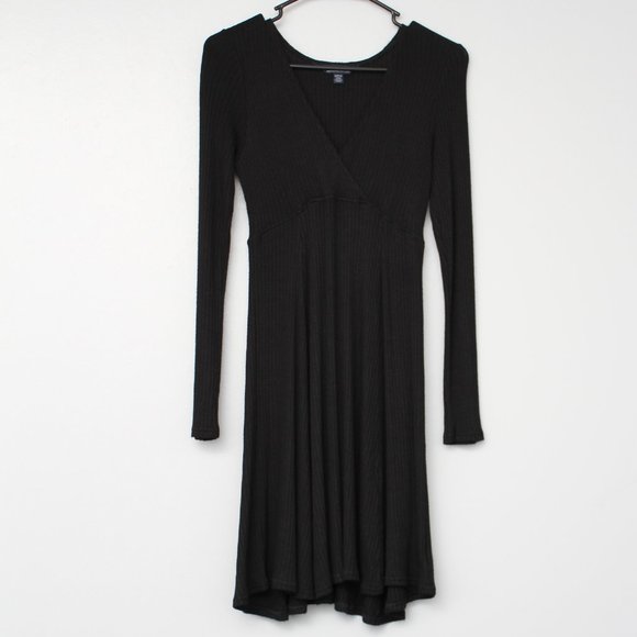 american eagle black wrap dress